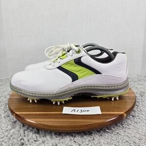 Footjoy Contour Closeout White Lime Leather Athletic Spiked Golf Cleat Men 9.5 M